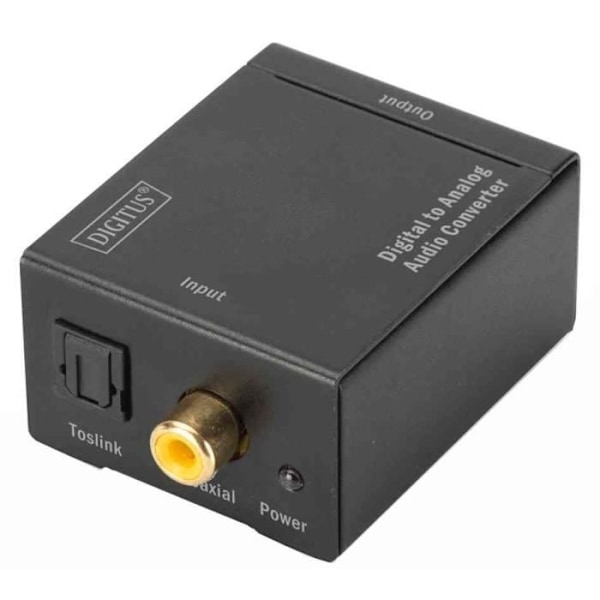 Digitus 40133 Digital til Analog DS Koaksial/Toslink til RCA-konverter, metalhus, strømforsyning (sort)