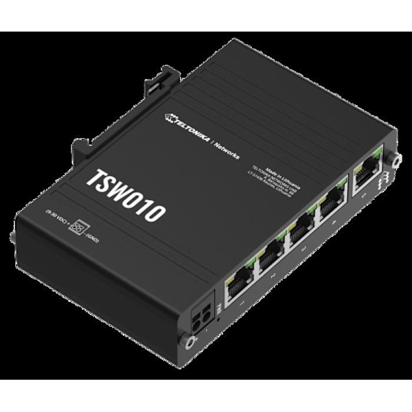 Switch - TELTONIKA - TSW010 - Gigabit Ethernet - Industriell design - Strömförsörjning