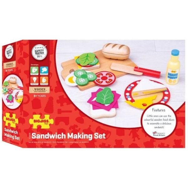 Dinette spil i træ - forberedelse af sandwich - BIGJIGS - Imitationsspil - Køkken