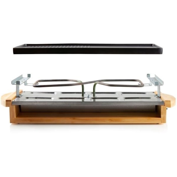 DOMO DO9246G - Bambu raclette-grillapparat - 1200W - 3 nivåer - 8 personer - Beständighet i rostfritt stål Bambu