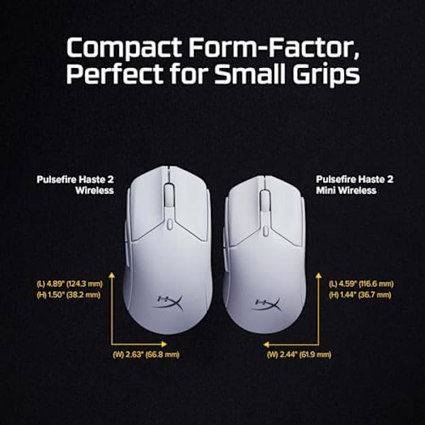 HYPERX Pulsefire Haste 2 Mini trådløs computermus - HyperX 26K sensor - lavfriktionsskøjter