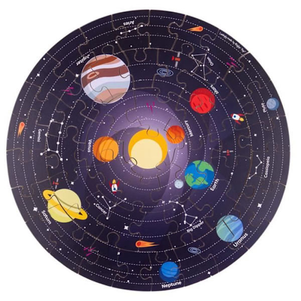 Solar System Circular Solar Puzzle - BIGJIGS - 206 brikker - Videnskab og rum Flerfärgad
