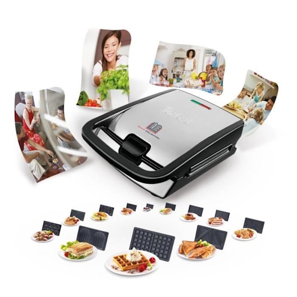 TEFAL - Snack Collection - 2 vohvelilautasen setti - Sopii astianpesukoneeseen - Musta sort