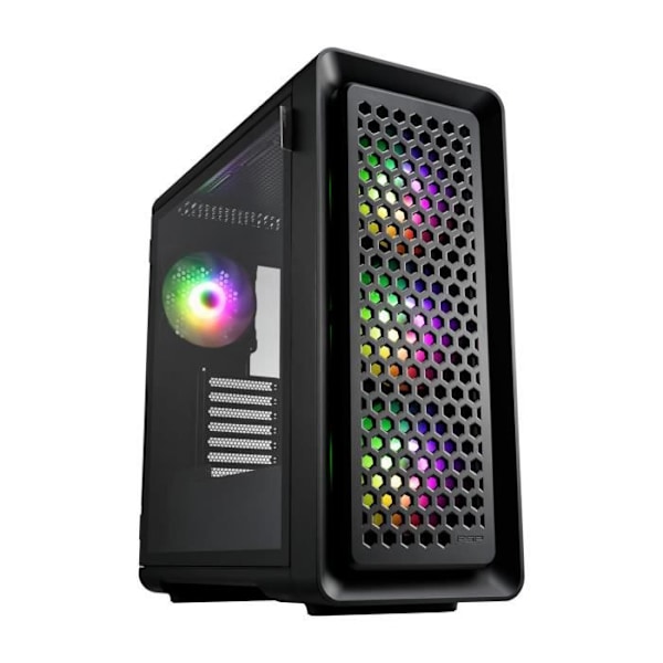 FSP CUT593P PRENIUM Tower PC-kotelo musta - 3x 140 mm edessä, 1x 140 mm takana