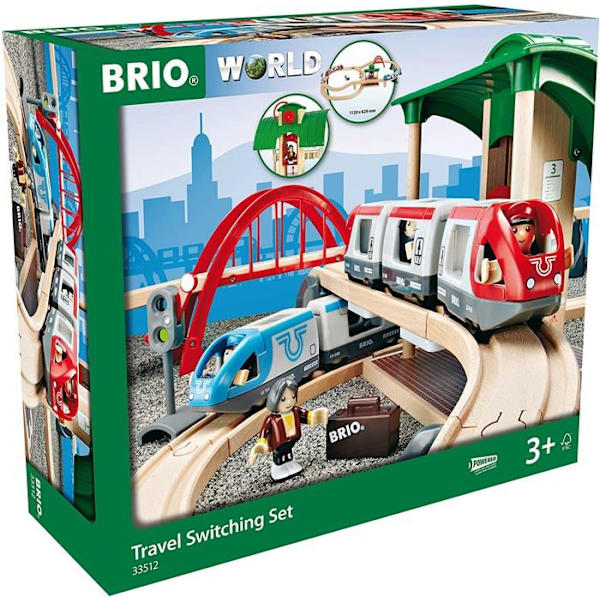 Brio World Circuit Travellers Platform - Komplet sæt 42 dele - Trætogkredsløb - Ravensburger - Fra 3 år - 33512 flerfarvet