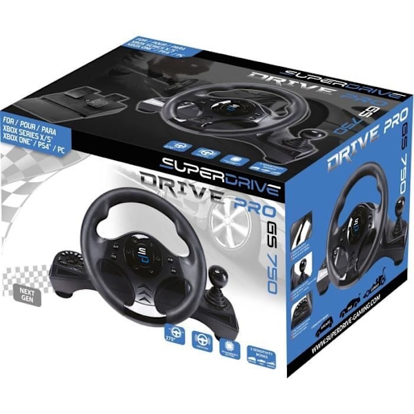 Superdrive - GS750 racerhjul med pedaler, padler, skifter og vibrationer til Xbox Series X/S, PS4, Xbox One, PC Svart