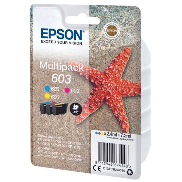 Blækpatroner - Epson - Multipack 3 farver - Cyan, Magenta, Gul - 2.4ml hver - Inkjet