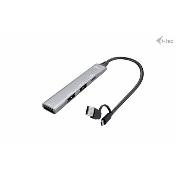 Kompakti ja monipuolinen USB-keskitin, jossa on USB-C 3.1 -portit ja 3 USB 2.0 -porttia.