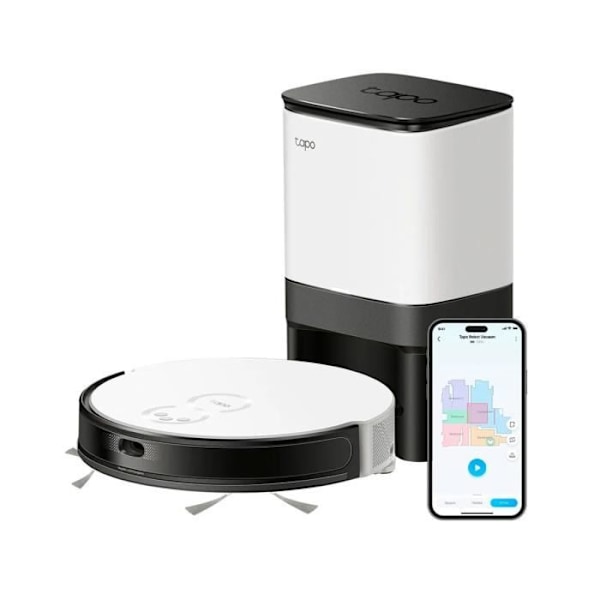 TP-Link Tapo RV20 Mop Plus 2700Pa 2600mAh Robotdammsugare med självrengörande bas Vit/svart