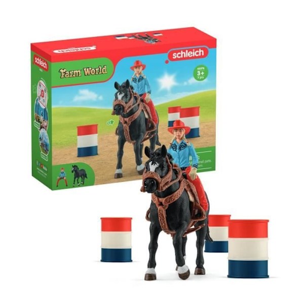 Figurine Cowgirl og Racing Tønder, med figurine og hest, Schleich 42576 Farm World Flerfärgad