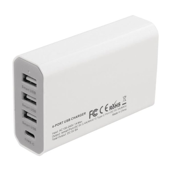 Batterier - Laddare - laddningsbar Sweex CH-017WH laddare 4 - 8 USB A-utgångar - USB-c Vit