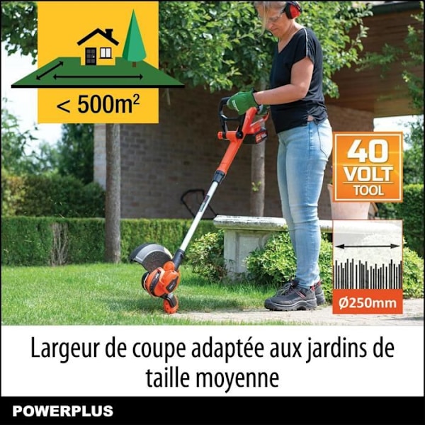 Powerplus Dual Power Coupe-Bordure Batteri POWDPG7546 - 40 V og 300 mm Ø, uden Batteri eller Oplader, Havearbejde 2 i 1 orange