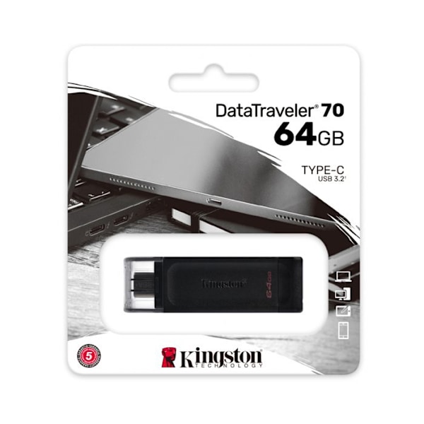 KINGSTON 64 Gt USB-C 3.2 Gen 1 DT 70 64 Gt USB-C 3.2 Gen 1 DataTraveler 70