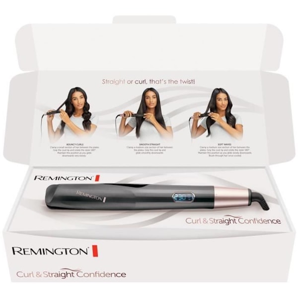 Remington S6606 Plattång, Locktång, Plattång, Curl Confidence Advanced Cermaic, Turmalin, Antistatisk