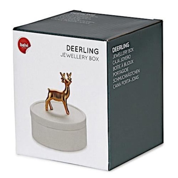 Smykkeskrin - Balvi - Deerling - Hvid/guld porcelæn - 10,4 x 9,8 cm - Unisex guld, vit