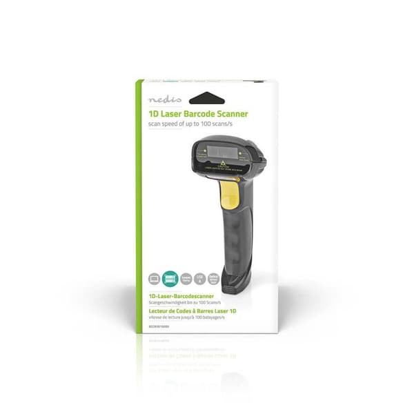 Streckkodsläsare - NEDIS - Trådad - USB - Laser - 1D