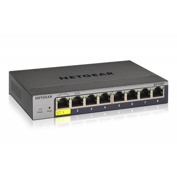 Switch - NETGEAR - GS108Tv3 - 8 porte RJ-45 - Gigabit Ethernet - Administreret