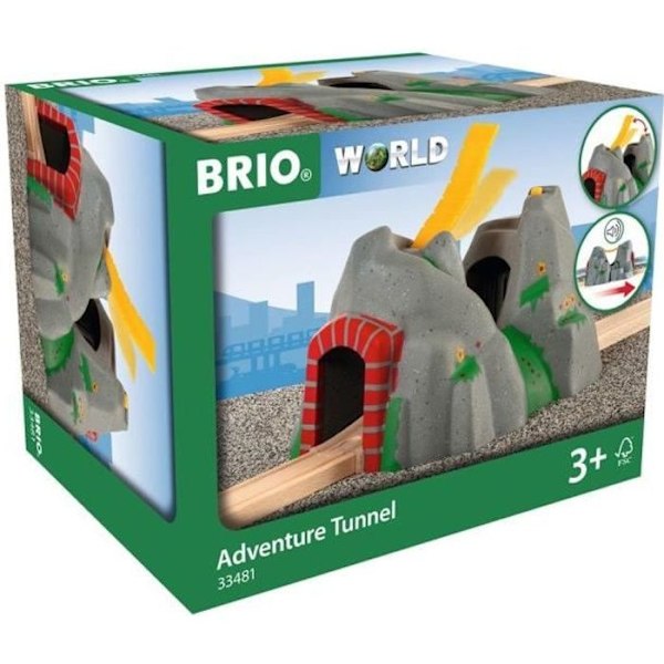 Brio World Adventure Tunnel - 4 ääntä - Tarvike puiselle junaradalle - Ravensburger - Sekoitettu 3-vuotiaasta alkaen - 33481 Röd