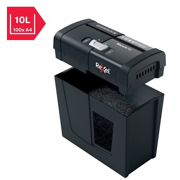 Tuhontuhoaja - Rexel - Secure X6 - Ristiinleikkaava - 6 arkkiä - 10 litraa