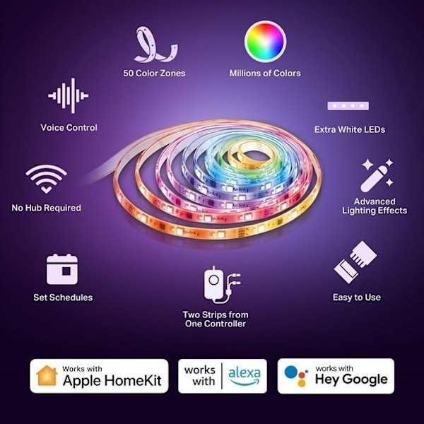 WiFi RGBWIC LED-rubban 10m (5m*2) - Tapo L930-10 - Kompatibel med HomeKit, Alexa och Google Home, 16 miljoner färger