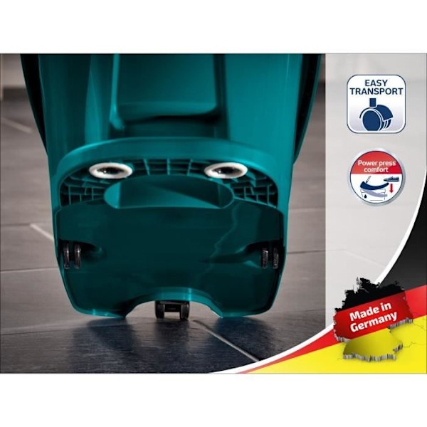 Seau essoreur à roulettes Leifheit Profi XL Mobile 55076, essore-housse mobile de 8 L compatible avec lave-sol Profi XL, turquoise