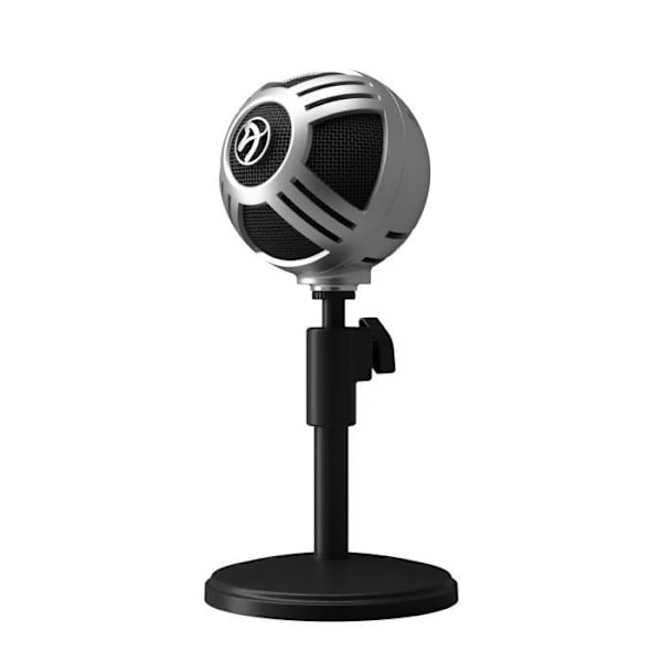 Arozzi Sfera Pro Silver - USB-mikrofoni suoratoistoon kytkettävällä suunnalla ja säädettävällä korkeudella (luokka:
