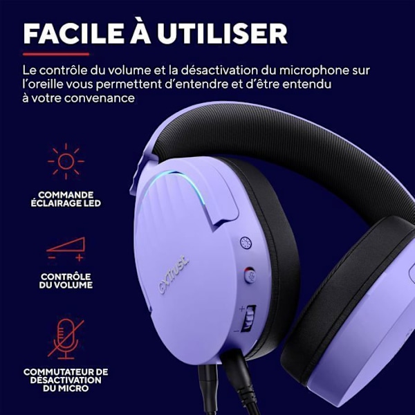Gaming Headset - Trust Gaming - GXT 490P Fayzo - 7.1 Surround Sound - RGB-belysning - Støjreducerende mikrofon