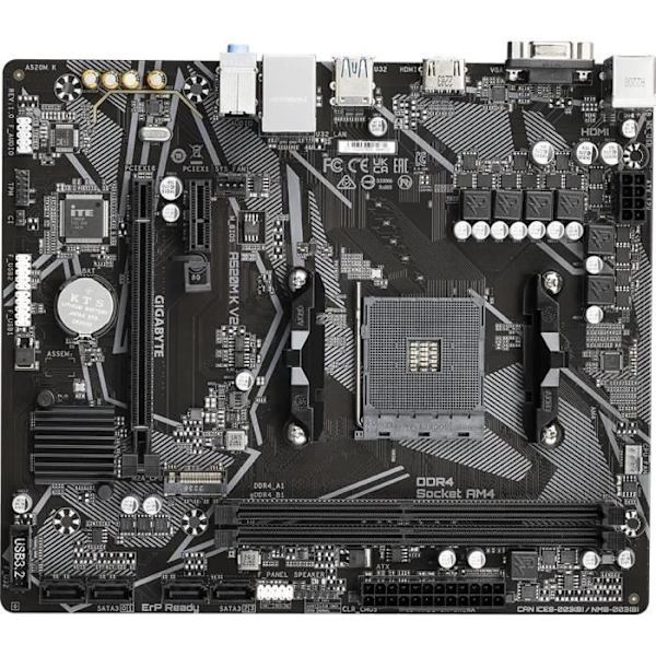 Emolevy - GIGABYTE - A520M K V2 - AM4 - DDR4 64 Go - PCIe Gen3 M.2
