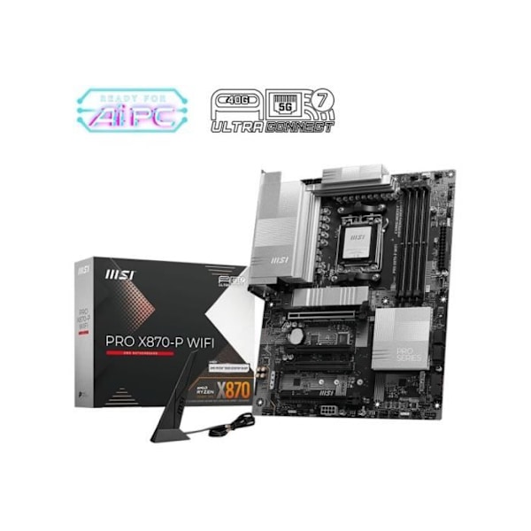 Bundkort - MSI - PRO X870-P WIFI - Wi-Fi 7, PCIe Gen5, EZ M.2 Shield Frozr II, sølv