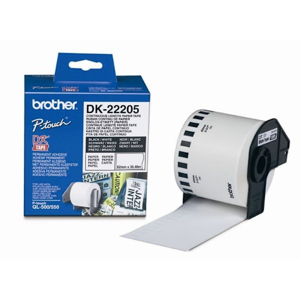 Brother P-TOUCH DK-22205 papirtape - Direkte termisk - 62 mm x 30,48 m