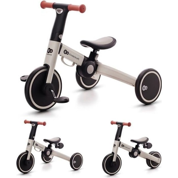 KINDERKRAFT 4Trike - Käännettävä kolmipyöräinen - Kuljetuskapasiteetti jopa 25 kg - Harmaa