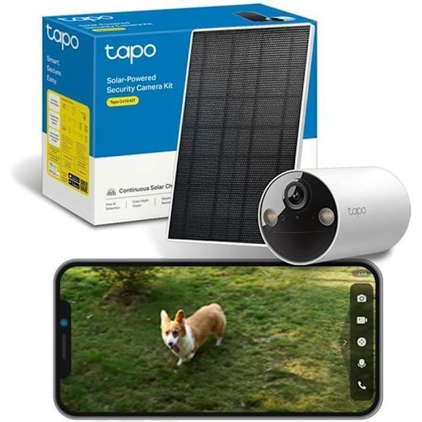 Overvågningskamera - Tapo - C410 KIT - 2K(3MP) - Solenergi - IP65 vandtæt