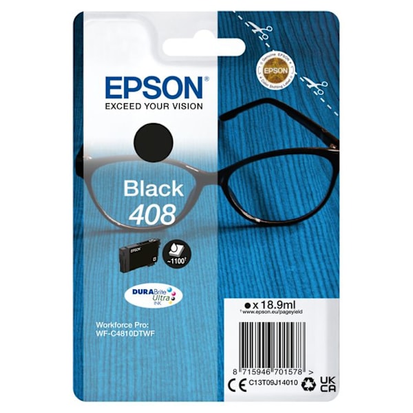Original Epson 408 (C13T09J14010) blækpatron i høj kvalitet. Velegnet til brug i printere