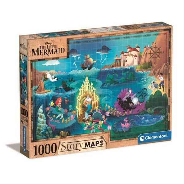 Pussel 1000 bitar: Disney Story Maps: Den Lilla Sjöjungfrun