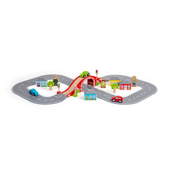 Bigjigs Rail Puinen Figuriini Kahdeksan Reittisarja, Puujunarata - 36 kappaletta, 3-vuotiaille ja sitä vanhemmille lapsille