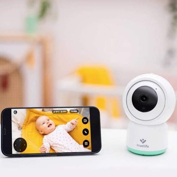 Babyalarm med truelife NannyCam R3 Smart TLNCR3S kamera - Fjernbetjent babyovervågning - Hvid - Unisex Hvid og sort