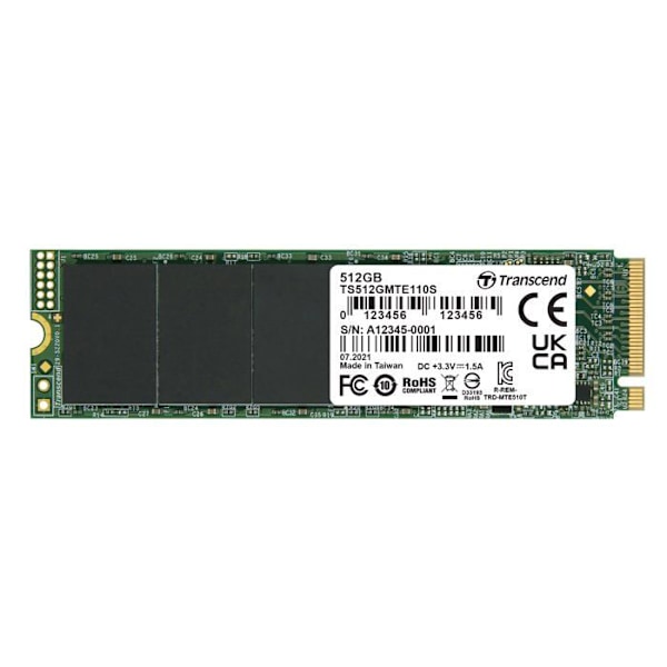 TRANSCEND 512GB M.2 2280 PCIe Gen3x4 3D TLC intern harddisk