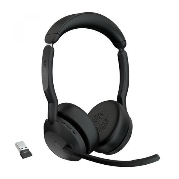 Jabra Evolve2 55 MS Stereo - Headset - on-ear - Bluetooth - trådløs - aktiv støjreduktion - USB-A - sort -