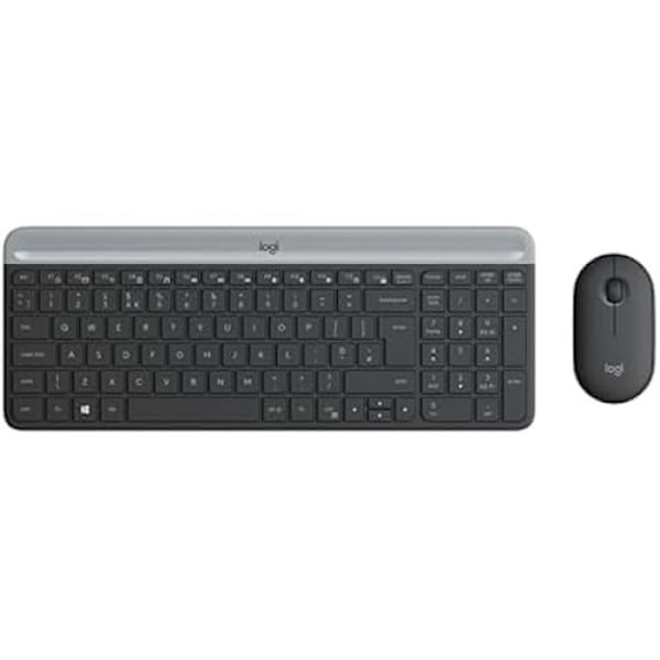 Langaton näppäimistö ja hiiri - LOGITECH - Ohut Wireless KEYB + Mouse Combo WRLS - USB - Langaton vastaanotin - Musta Grafiitti