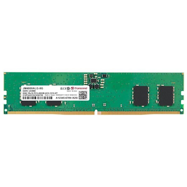 Transcend 8GB PC RAM Hukommelse JM DDR5 4800 U-DIMM 1Rx16 1Gx16 CL40 1.1V - grøn - 8 GB