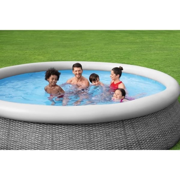 BESTWAY Freestanding Above Ground Pool Kit - Fast Set™ - 366x76cm - Rund (levereras med pump och filtreringspatron) Grå