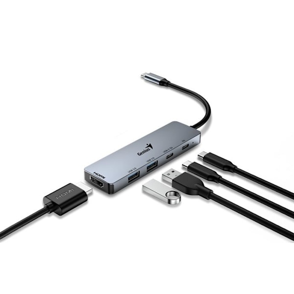 Hub Genius Uh-500 5 I 1 Usb Typ C Till Hdmi 2xusb 3.0 2xusb C
