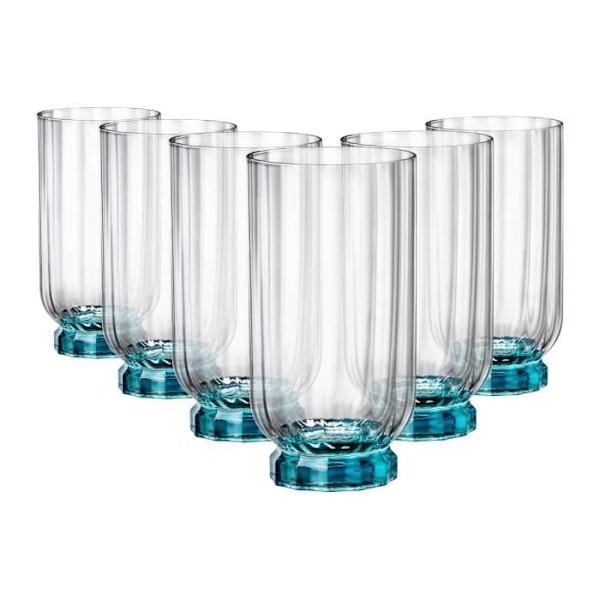 Drikkeglas - Bormi - Florian - 6 stk - Blå - 430ml - Opvaskemaskinevenlig Blå