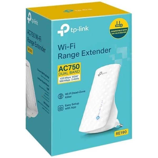 Kraftfull AC750Mbps WiFi Repeater - TP-Link RE190 - Dual Band - Kompatibel med alla boxar