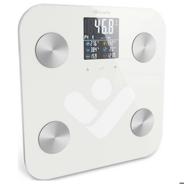 truelife FitScale W6 BT Digitaalinen henkilövaaka Punnitusalue (max.)=180 kg valkoinen, harmaa Bluetoothilla