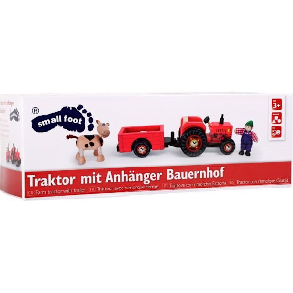 Traktor med trailer - Small Foot - Gård - Træ - 19x9x10 cm - 3 år og op