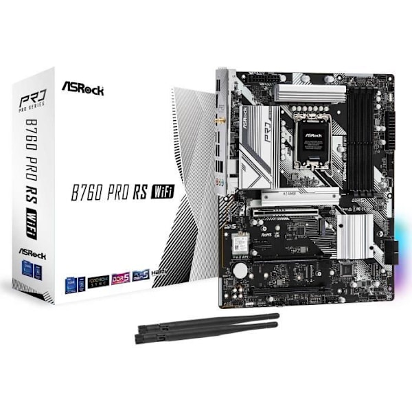 ASRock B760 PRO RS WiFi - ATX Socket 1700 Intel B760 Express bundkort - 4x DDR5 - M.2 PCIe 4.0 - USB 3.1 - PCI-Express 5.0 16x - L