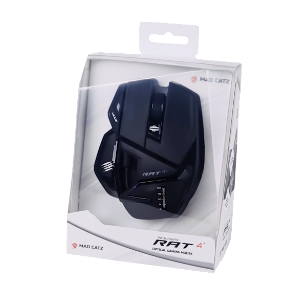 Madcatz RAT 4+ Sort - Kablet gamingmus, der kan tilpasses - 9 knapper - LED - 7200 DPI - Pixart PMW3330
