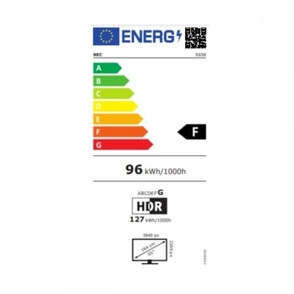 Videoseinä - NEC - MultiSync E658 - UHD 65" - Resoluutio 3840x2160 - väri Musta