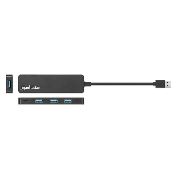 Manhattan USB 3.2 hub - 4 porte - USB-A - Plug and Play - Sort